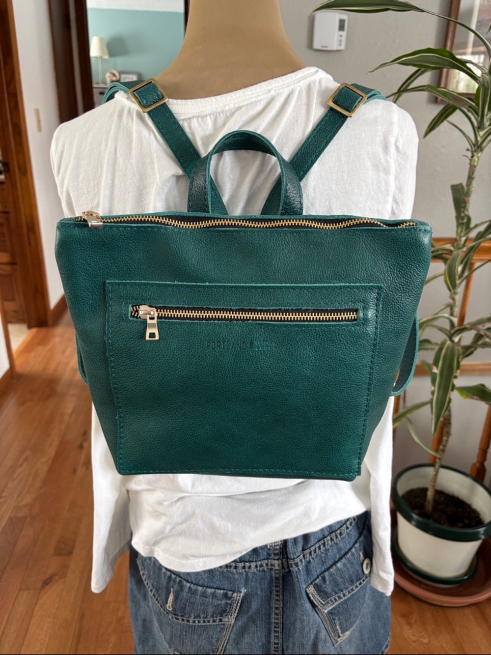 Portland Leather Sea Glass (Teal Green) Leather Mini (small) Backpack - Picture 3 of 11